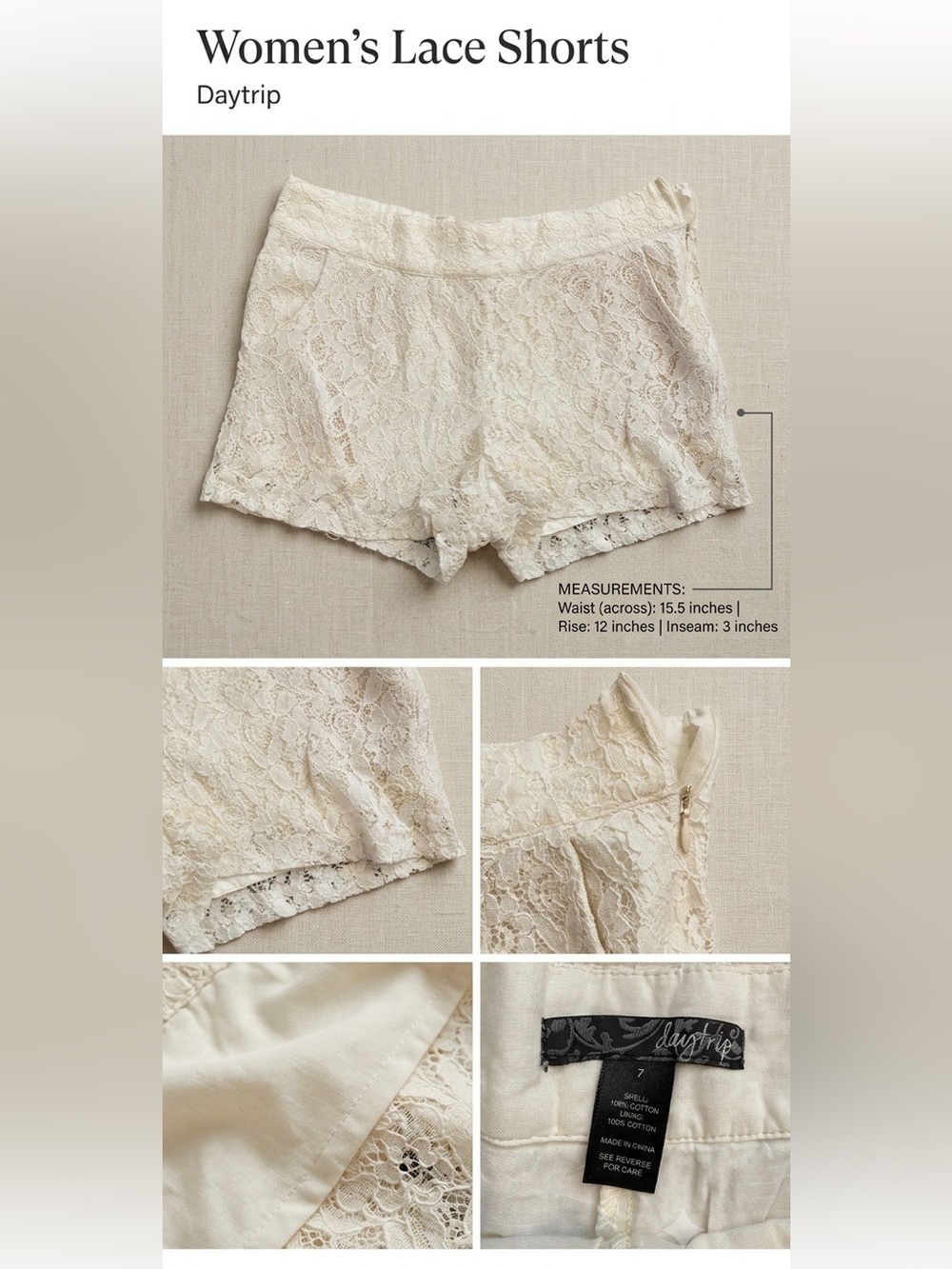 Daytrip Ivory Floral Lace Boyshorts